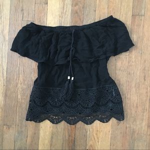 Off the should black lacy top